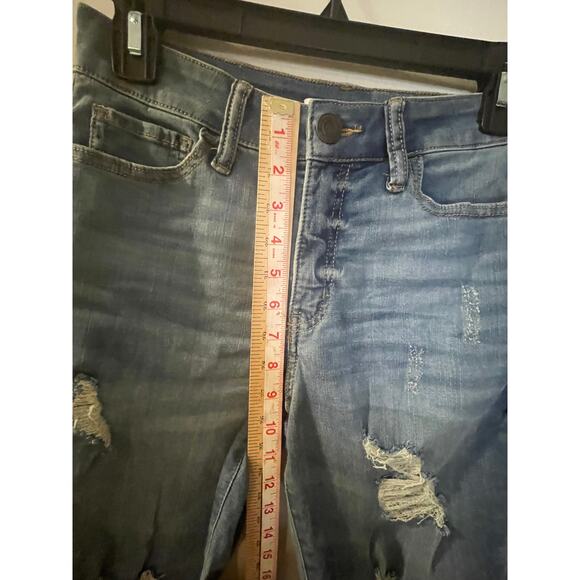 Women's SO jeans size 7 juniors distress high rise curvy crop raw hem - Picture 14 of 16